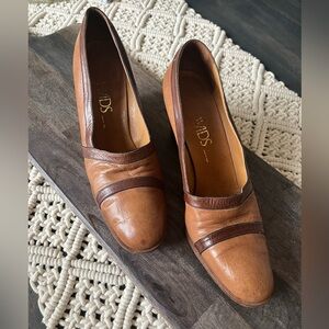 DAVIDS Vintage Wedge Shoes Brown Size 39.5 EUC